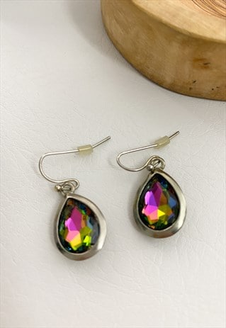 RAINBOW GEM TEARDROP EARRINGS