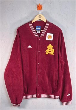 90s Adidas Arizona State Fleece Bomber Jacket Burgundy XL