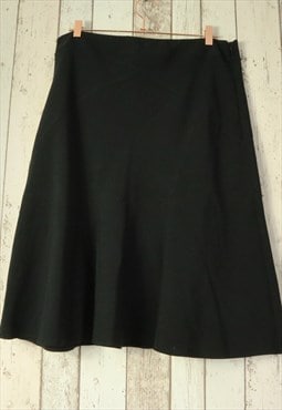 Vintage Retro Y2K Black Monochrome Stitch Detail Flare Skirt