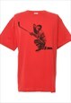 Vintage Ice Hockey Jerzees Red Printed T-shirt - L
