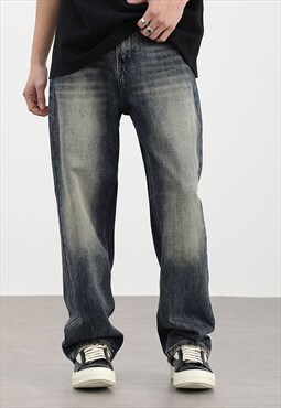 Blue Washed Denim Jeans pants trousers 