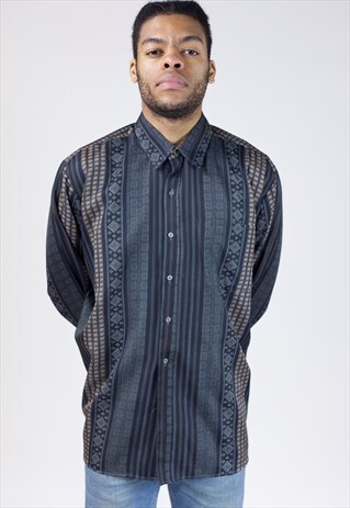 VINTAGE 90S PATTERN BLACK SHIRT