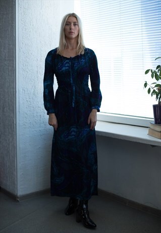 VINTAGE 80'S MULTI COLOUR ABSTRACT PRINT MAXI DRESS