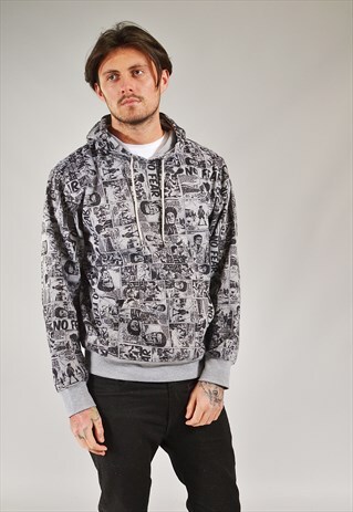VINTAGE NO FEAR HOODIE CHARCOAL GREY
