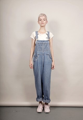 VINTAGE 90'S LACE UP BACK DENIM DUNGAREES