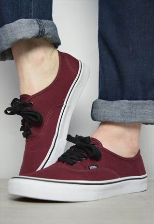 VINTAGE 90S VANS BURGUNDY SKATE SHOES TRAINERS SNEAKERS