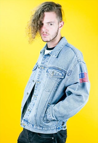 RETRO DENIM JACKET WITH USA PATCH