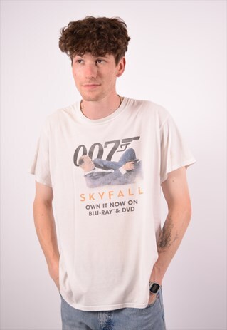 VINTAGE SKYFALL 007 T-SHIRT TOP WHITE