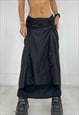 Vintage Y2k Skirt Maxi Toggle Ruched Layered Fleecey Archive