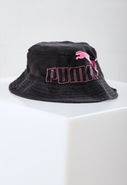 Reworked Vintage Puma Bucket Hat in Black Summer Festival