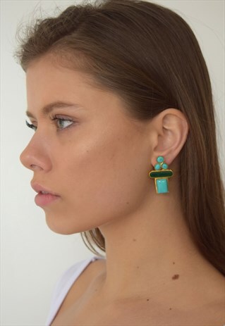 TURQUOISE GREEN DROP FESTIVAL EARRINGS