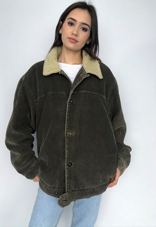 VINTAGE 90S TIMBERLAND SHERPA CORD JACKET BORG WINTER LINED