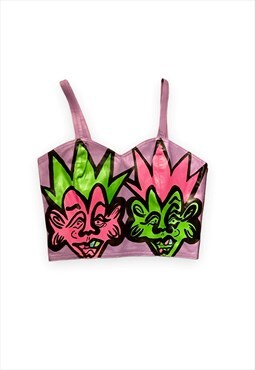 Leather corset top with print 