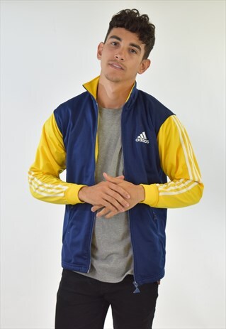 VINTAGE 90S BLUE YELLOW ADIDAS TRACK TOP