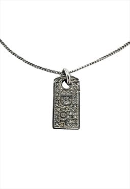 Christian Dior Necklace Silver Logo Monogram Tag Oblique 