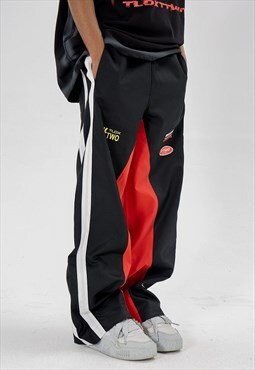 Black Racing Sporty Relaxed Fit pants trousers