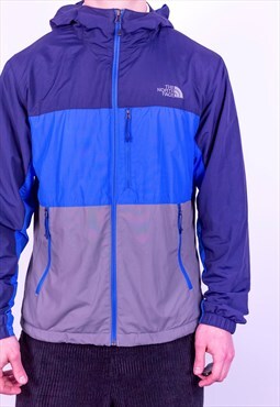 Vintage The North Face Striped Jacket in Blue Medium 