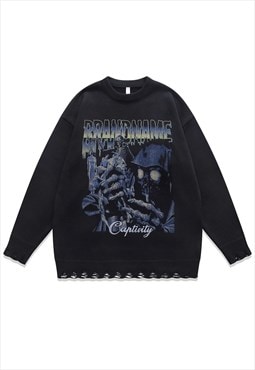  Grim reaper sweater knitted distressed creepy horror jumper