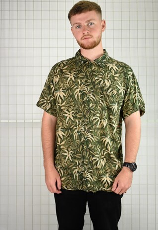 VINTAGE HAWAIIAN GREEN BEACH SHIRT
