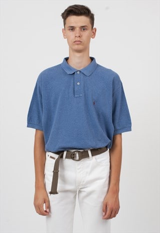 VINTAGE BLUE POLO RALPH LAUREN SHORT SLEEVE POLO SHIRT TOP