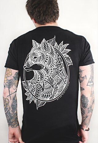 FOX MANDALA BLACK LONGLINE T-SHIRT