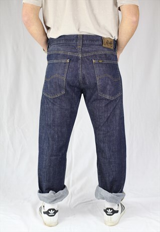 MENS VINTAGE LEE JEANS W32 L31 KENT STRAIGHT ZIP RAW DENIMS