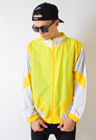 VINTAGE 90S YELLOW COLOUR BLOCK LIGHTWEIGHT JACKET
