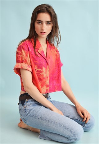 90'S RETRO ABSTRACT PRINT FESTIVAL CROP TOP