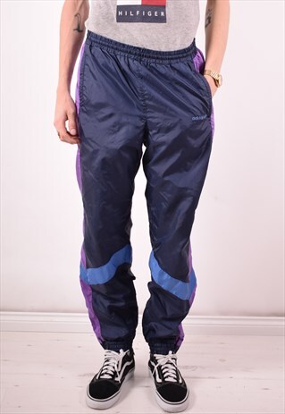 ADIDAS MENS VINTAGE TRACKSUIT TROUSERS LARGE BLUE 90S