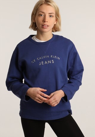90S CALVIN KLEIN EMBROIDERED REFLECTIVE SPELLOUT SWEATSHIRT