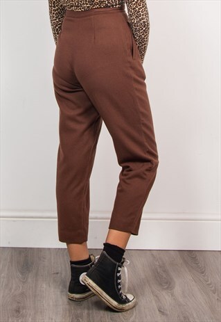 90'S VINTAGE BROWN WOOL TAPERED TROUSERS