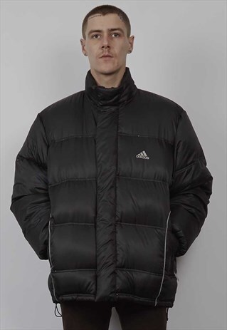 VINTAGE 90S ADIDAS BLACK REFLECTIVE PUFFER JACKET