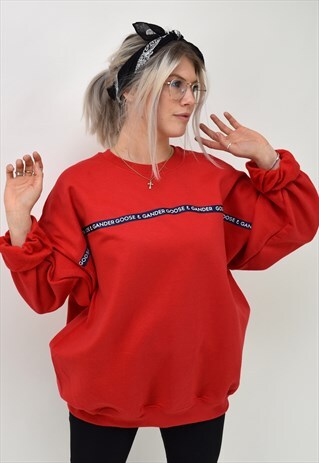 G&G UNISEX RED WRITING RIBBON SWEAT