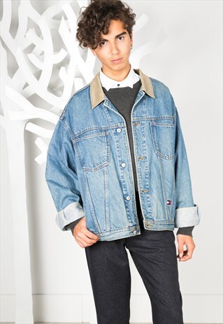 VINTAGE 80S TOMMY HILFIGER CONTRAST COLLAR JACKET / S1185