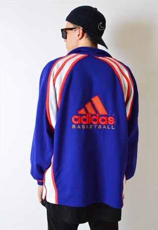VINTAGE 90S BLUE ADIDAS BASKETBALL SPORTS JACKET
