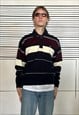 Vintage 90's baggy stripped 1/4 rugby tailored golf jumper 