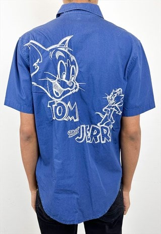 Vintage 90s Tom & Jerry blue shirt 