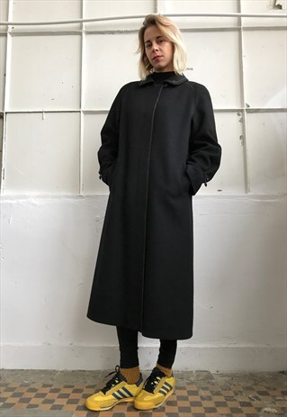 VINTAGE 80' UNIQUE BEAUTIFUL BLACK WOOL COAT