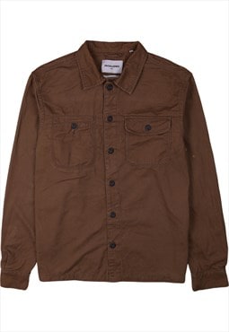 Vintage 90's Jack&Jones Shirt Long Sleeves Button Up Brown