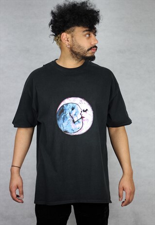 REWORKED REZINA CUSTOMISED MOON PRINT CHAMPION T-SHIRT