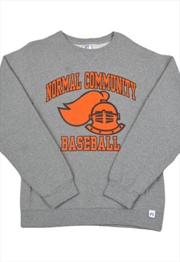 Vintage Community Baseball Crew Neck Sweatshirt Grey Small