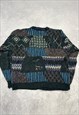 VINTAGE KNITTED CARDIGAN ABSTRACT PATTERNED KNIT SWEATER