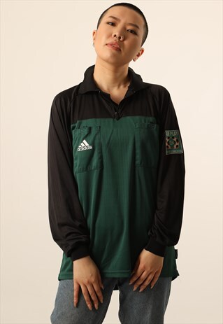 VINTAGE ADIDAS EMBROIDERED FOOTBALL 1/4 ZIP LONG SLEEVE TOP