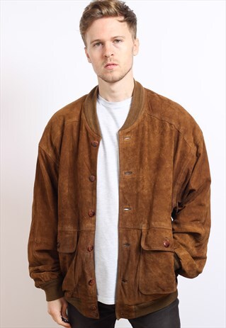 VINTAGE OVERSIZED SUEDE BOMBER JACKET