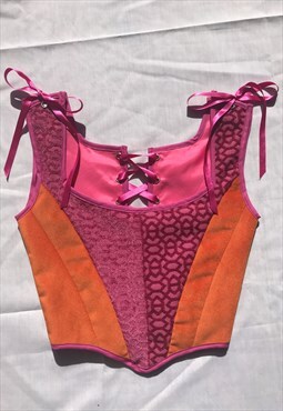 Orange & Pink Velvet Corset