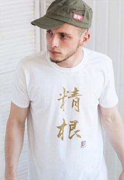 Japanese T Shirt Determination Calligraphy Printed Tee Men