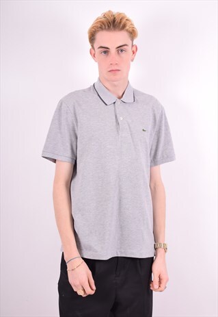 LACOSTE MENS VINTAGE POLO SHIRT XL GREY 90'S