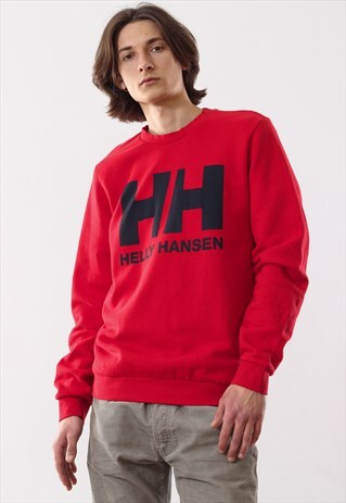 VINTAGE MENS HELLY HANSEN BIG LOGO SWEATSHIRT CREW NECK
