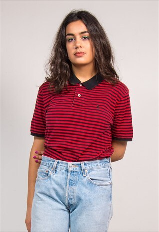 90'S VINTAGE RALPH LAUREN RED STRIPE POLO T-SHIRT