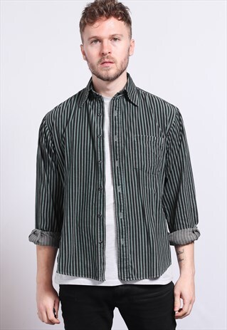 VINTAGE CORDUROY CORD STRIPED SHIRT